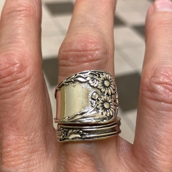 Silver Plated Adjustable Spoon Ring - Picture 1 of 2